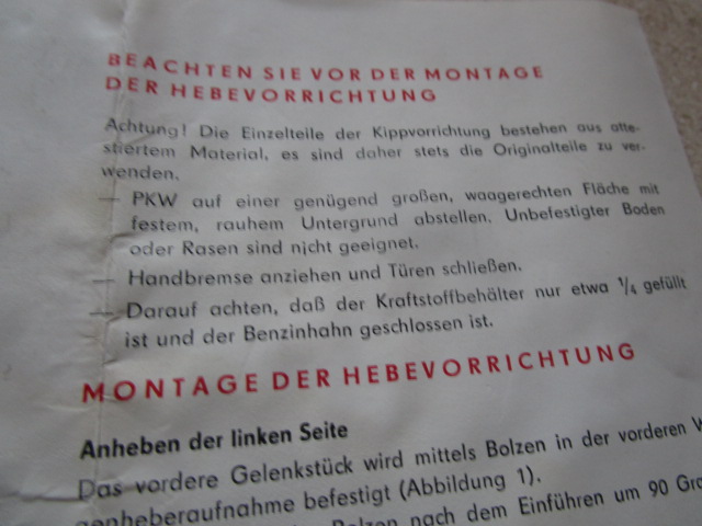 "PKW Hebevorrichtung für Trabant 500, 600, 601"