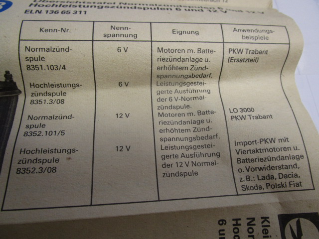 Zündspule 12 V, 8352.3/08