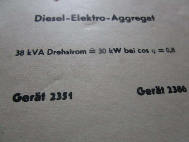 Bedienungs- und Wartungsanleitung Diesel-Elektro-Aggregat 2351, 2386