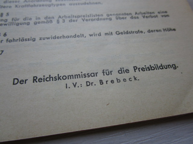 "Arbeitspreise ohne Material " STEYR ( aus dem Jahr 1939 )