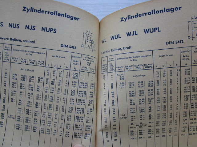 "  Liste 560 "  über Kugellager, Broschüre gültig ab 01.10.1954
